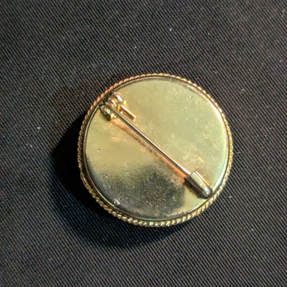 Vintage Italian Gold Tone Millefiori Mosaic Pin Brooch Floral Design 1.5" multic - Picture 6 of 8